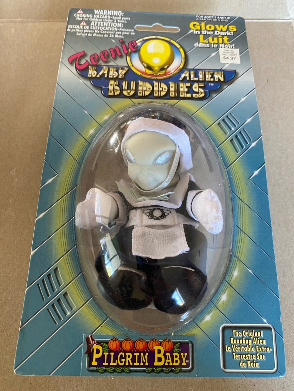 Rare Vintage 1998 Teenie Baby Alien Buddies Pilgirm Baby Sealed